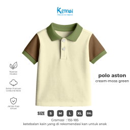 KAOS KERAH POLOS ASTON CREAM-MOSS GREEN