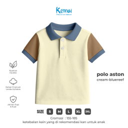 KAOS KERAH POLOS ASTON BTN-CREAM-BLUE REEF