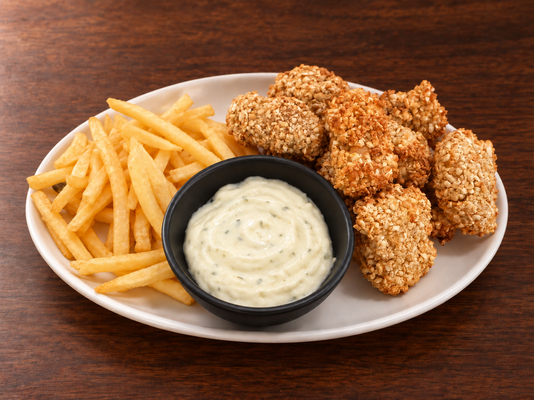 Air-Fried Pandan Chicken Nuggets & Chips