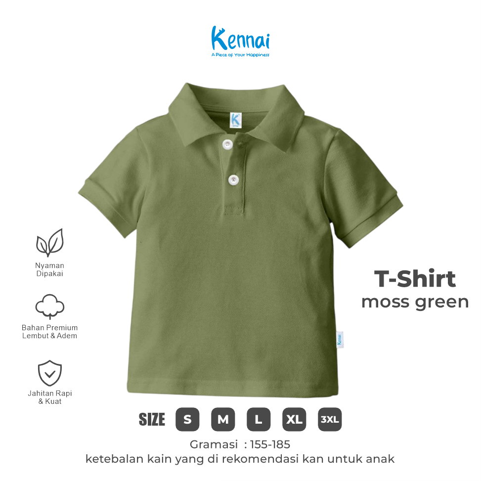KAOS KERAH POLOS KOJI MOSS GREEN