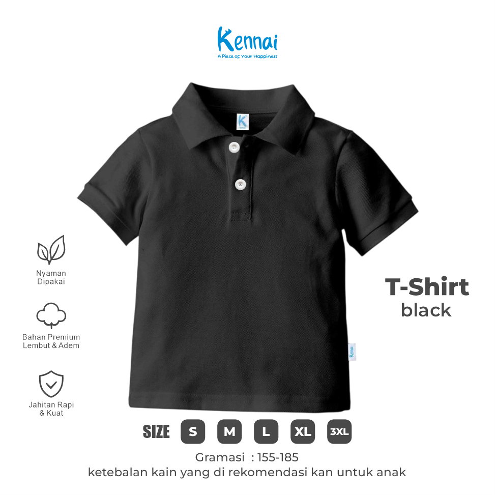 KAOS KERAH POLOS KOJI BLACK