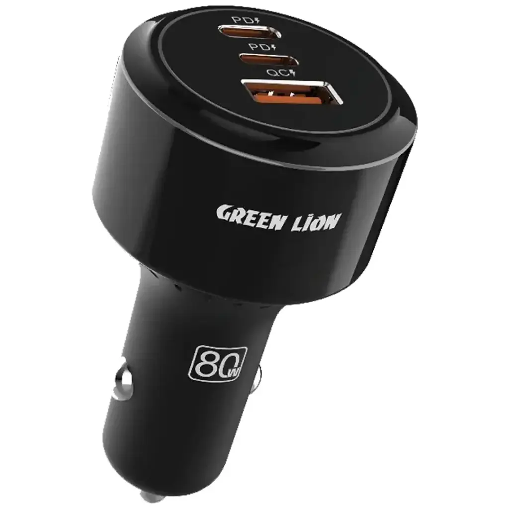 Green Lion Roadex Triple Port Car Charger 80W C to L 1m Cable (For Apple)
