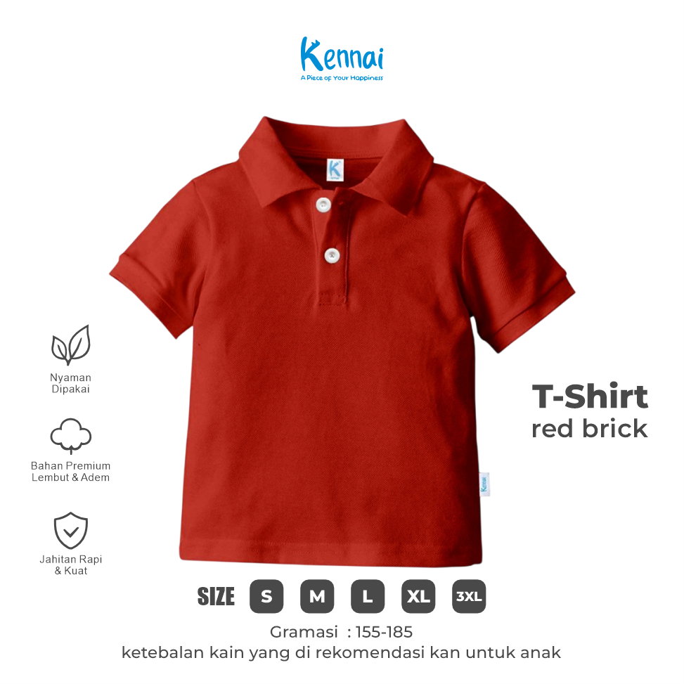 KAOS KERAH POLOS KOJI RED BRICK