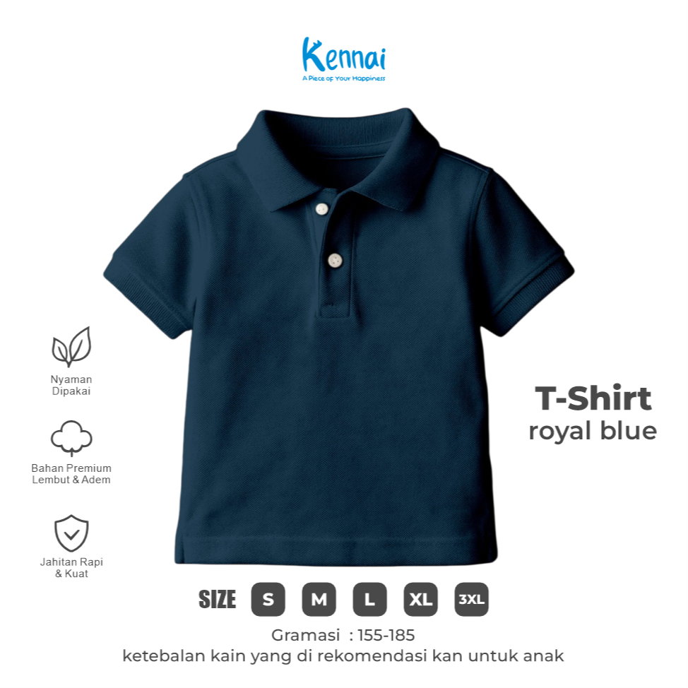 KAOS KERAH POLOS KOJI ROYAL BLUE