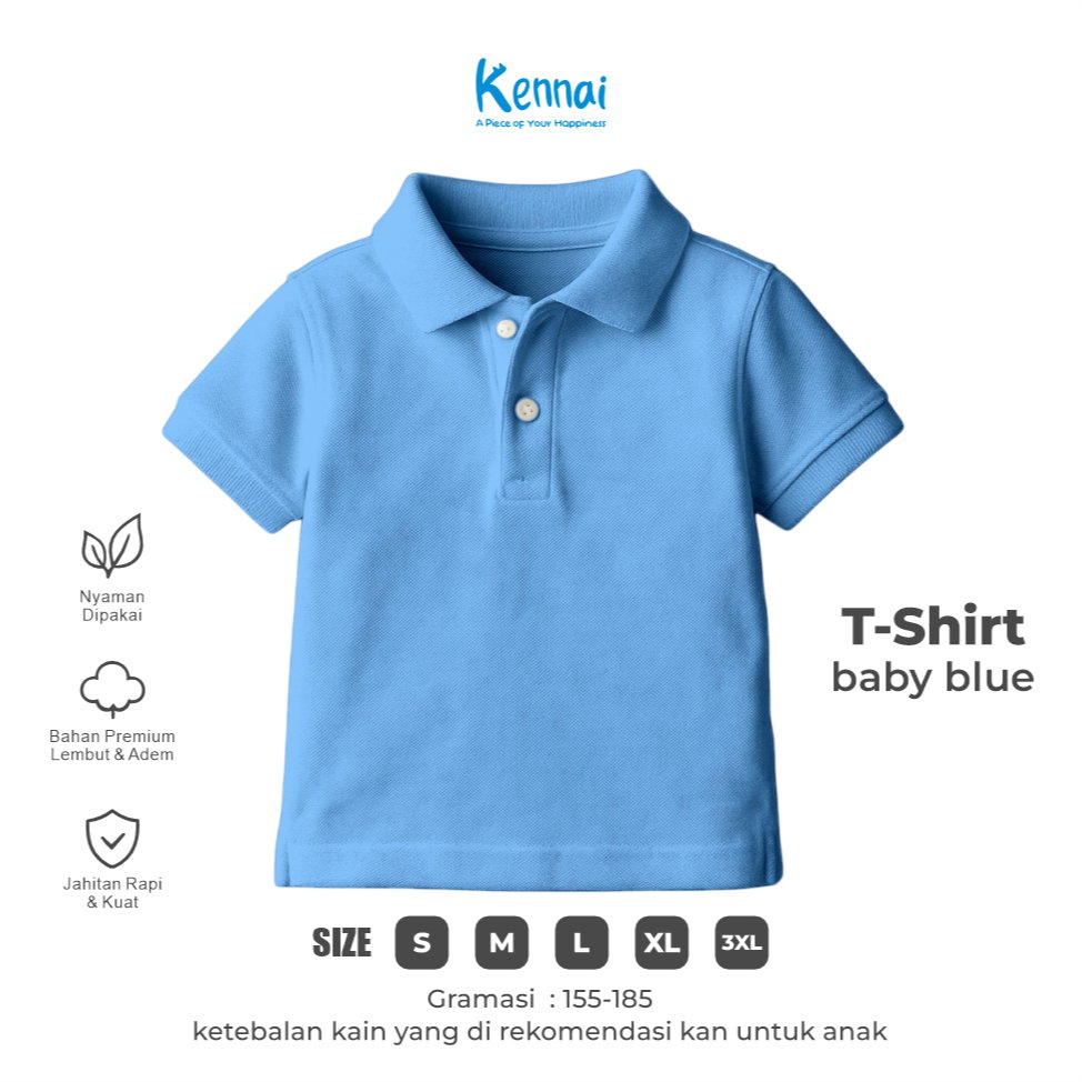 KAOS KERAH POLOS KOJI BABY BLUE