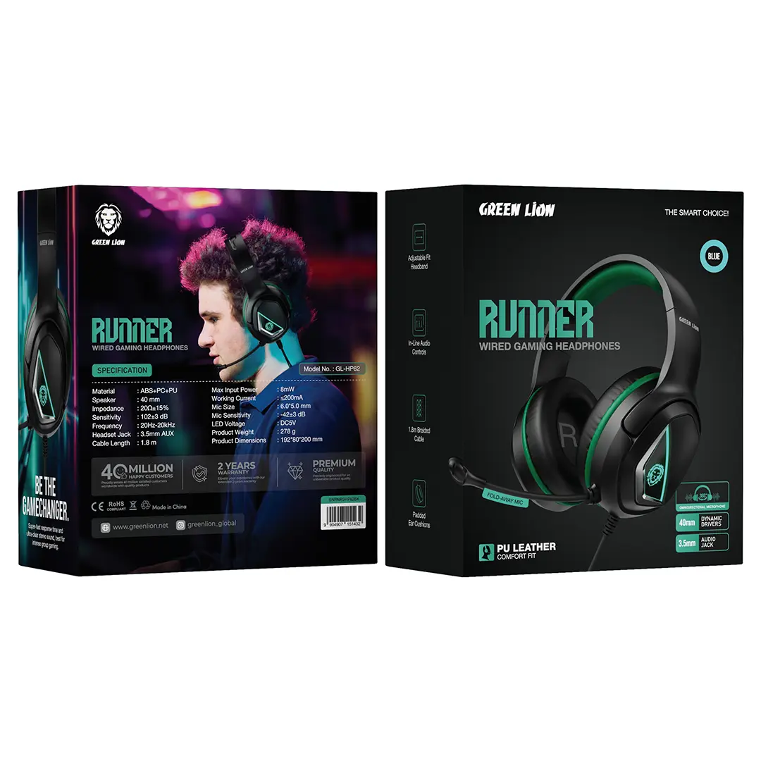 Green Lion Runner Wired Gaming Headphone - Blue_2