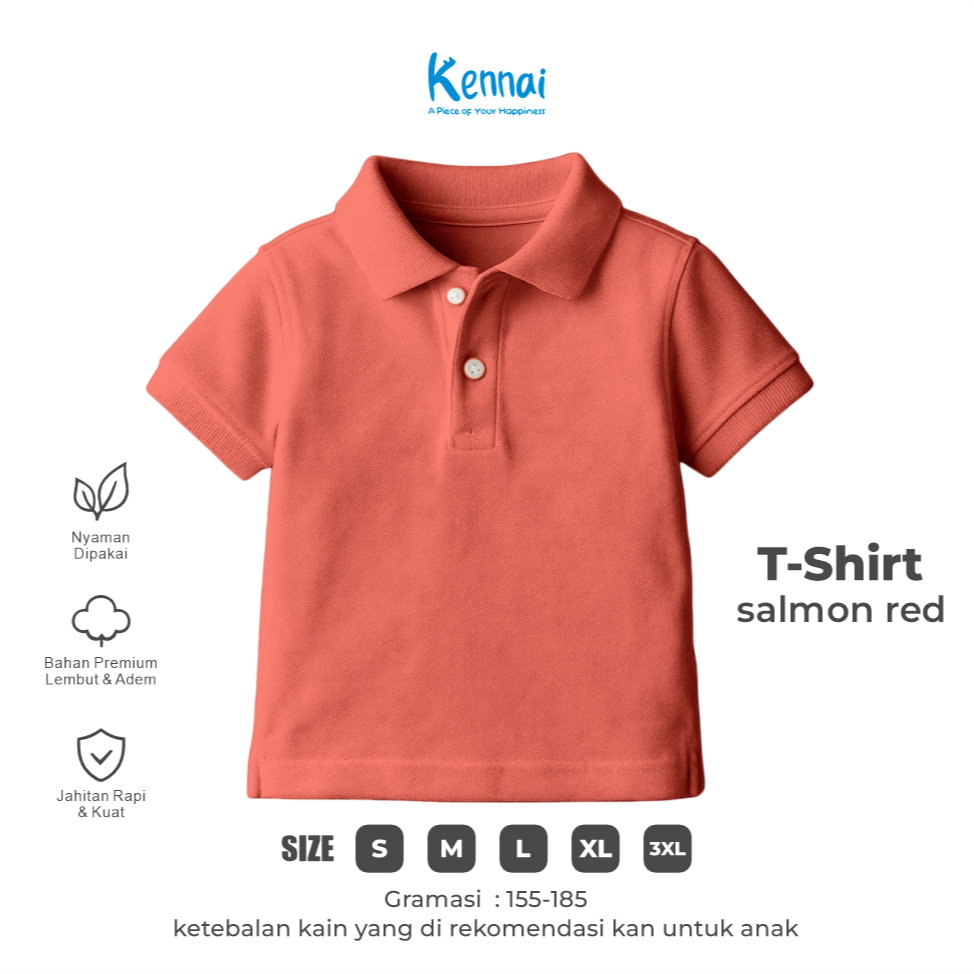 KAOS KERAH POLOS KOJI SALMON RED