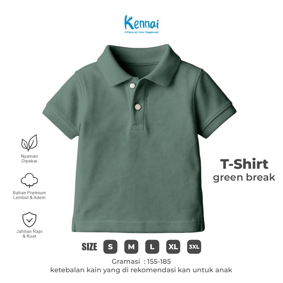 KAOS KERAH POLOS KOJI GREEN BREAK_0
