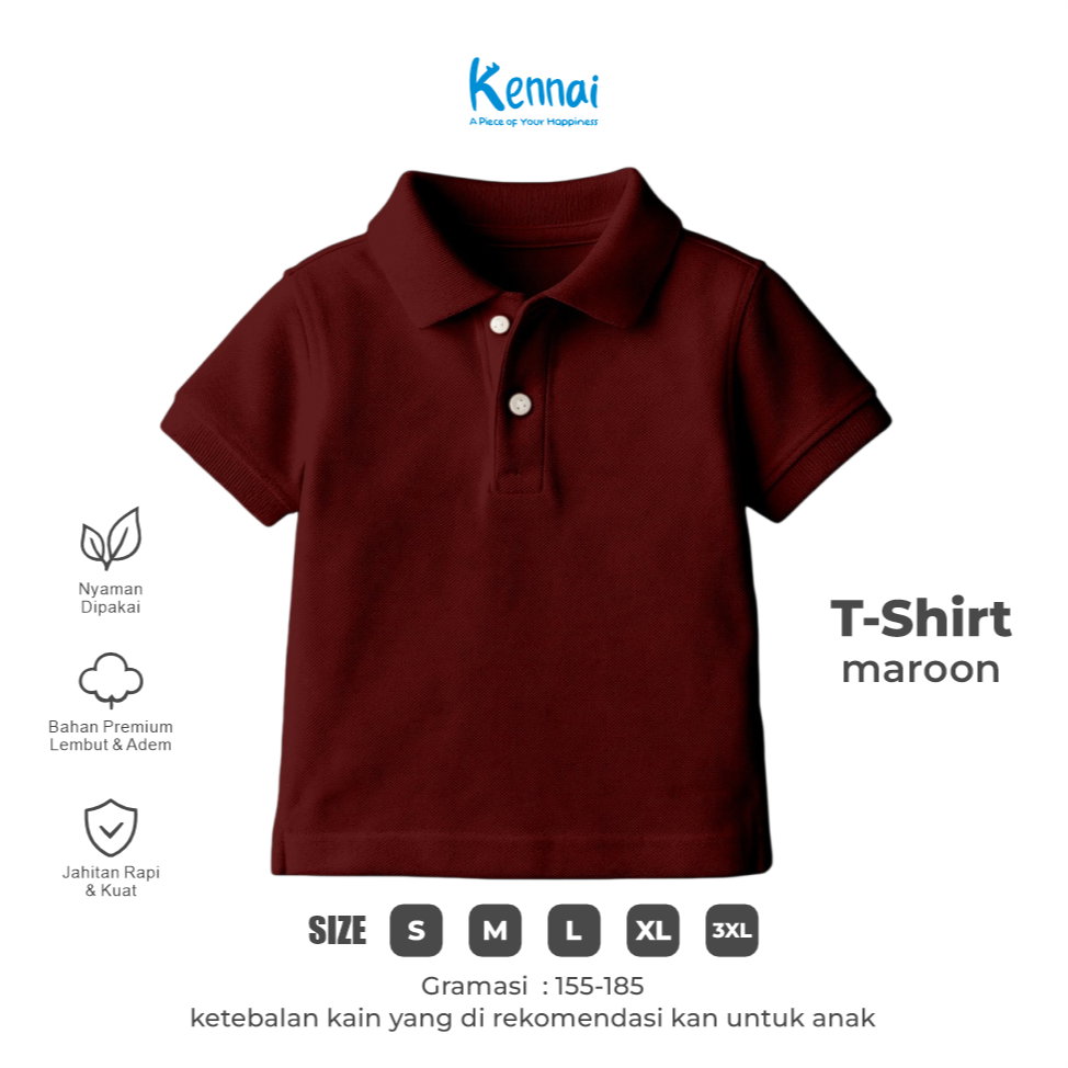 KAOS KERAH POLOS KOJI MAROON