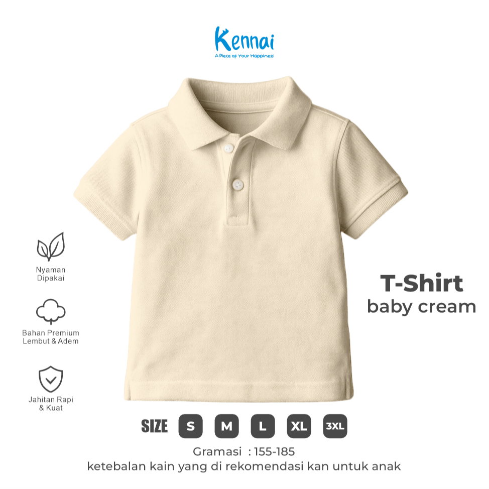 KAOS KERAH POLOS KOJI CREAM MUDA