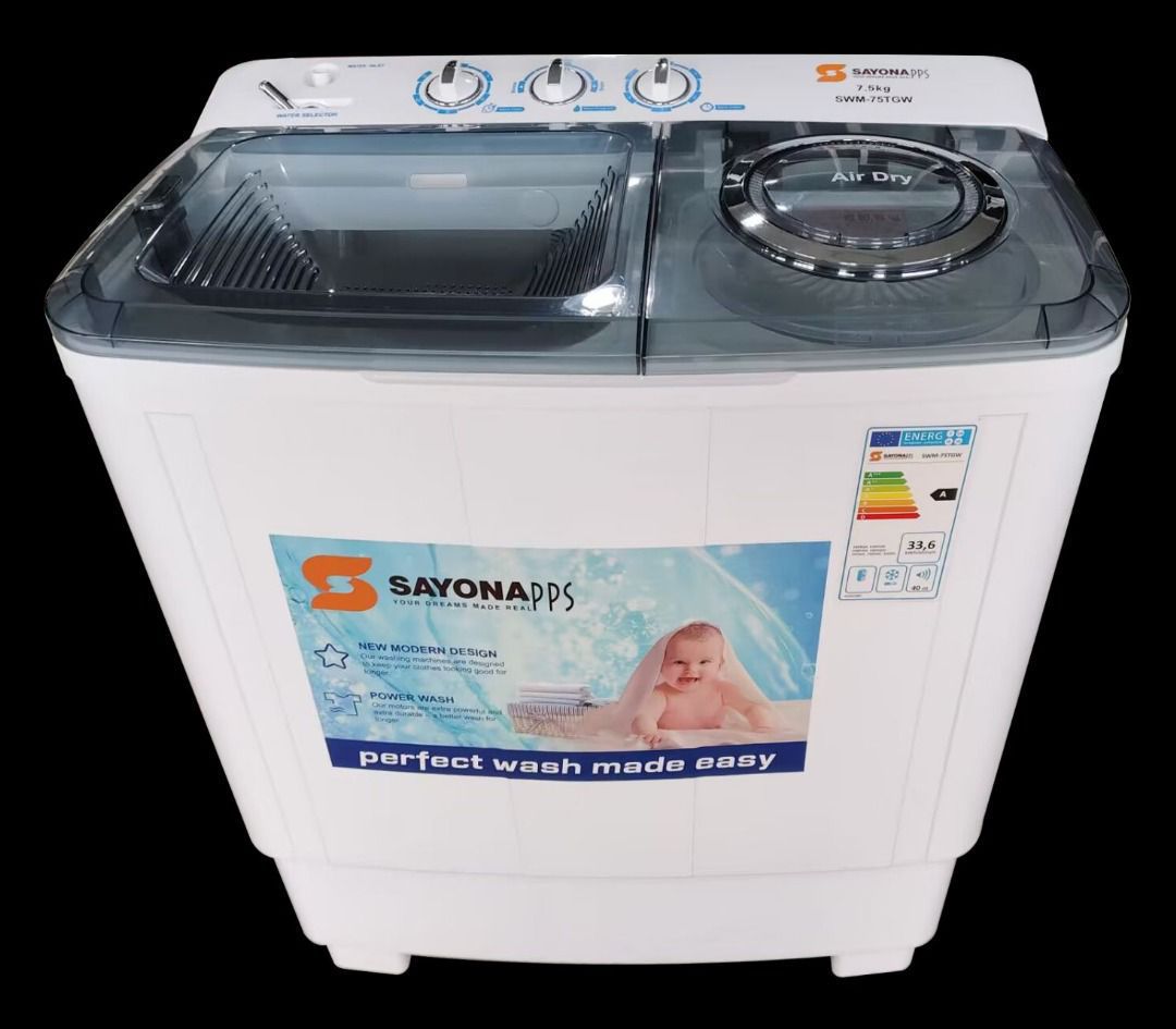 Twin-tub semi-automatic washing machine  (Model SWM-75TGW) 7.5kgs