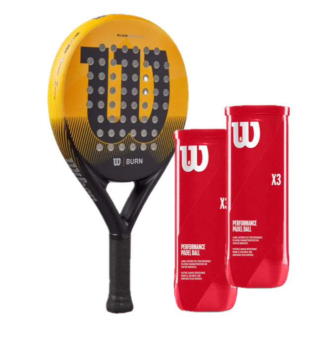 Burn Elite Round Padel Racket with 2x 3's Padel Balls