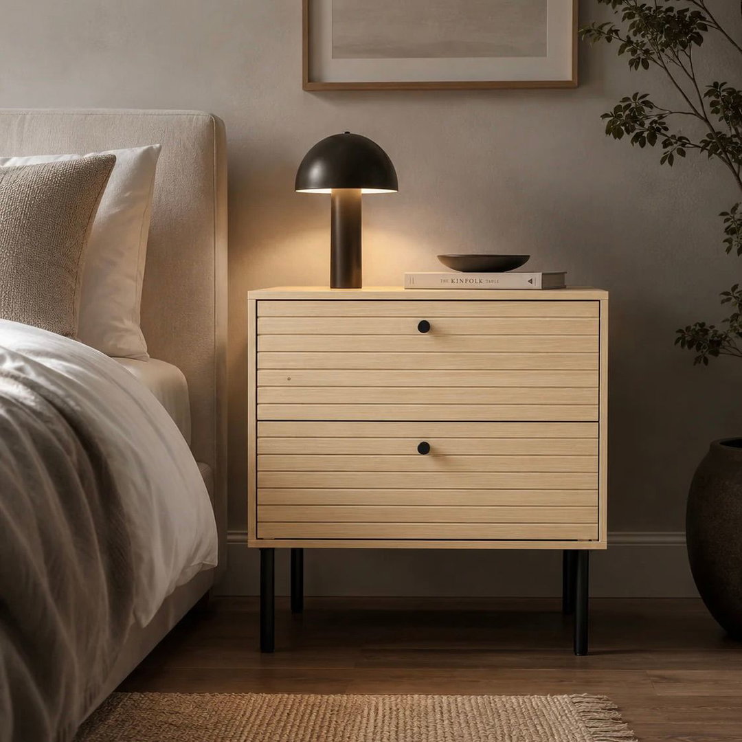 2x 2-Drawer Side Pedestal Tables