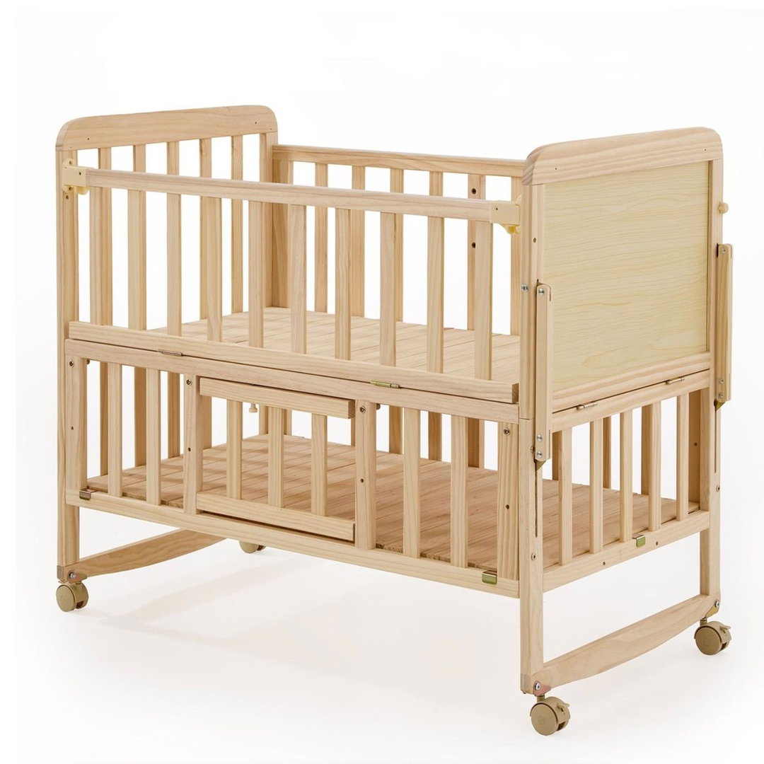 Wooden Rocking Baby Cot with Caster Wheels