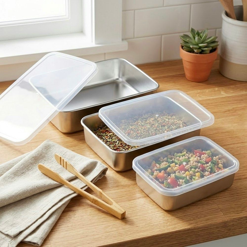 6-Piece Stainless Steel Food Containers with Lids