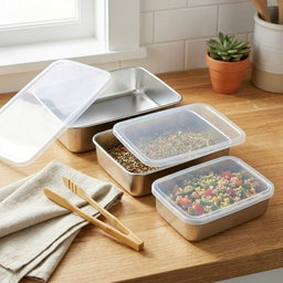6-Piece Stainless Steel Food Containers with Lids