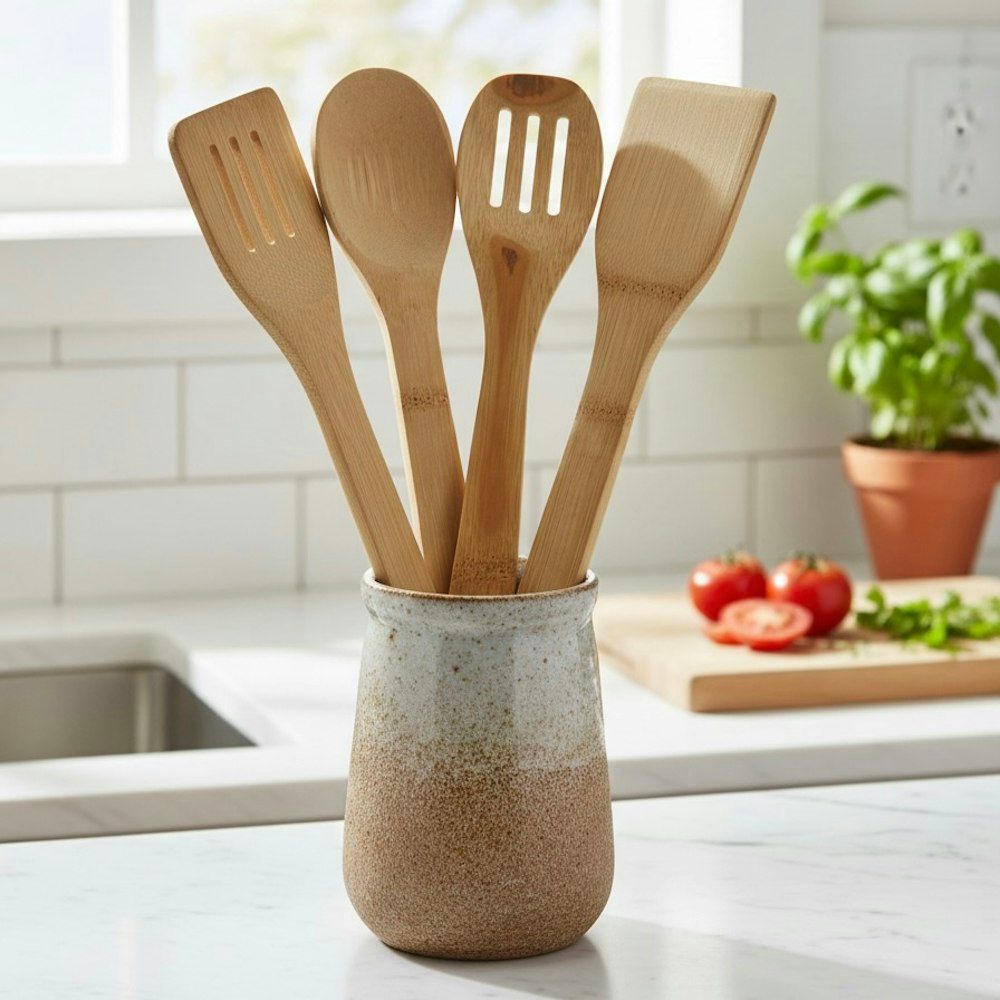 2x 4-Piece Bamboo Utensil Sets