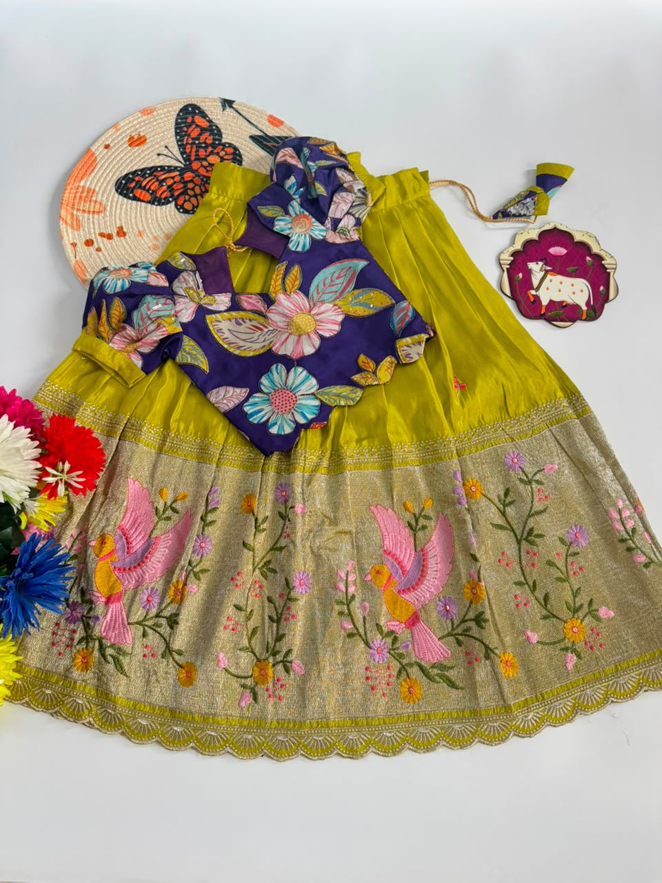 Embroidred Viscose  Blouse & Lehangas for Kids TC2 _0