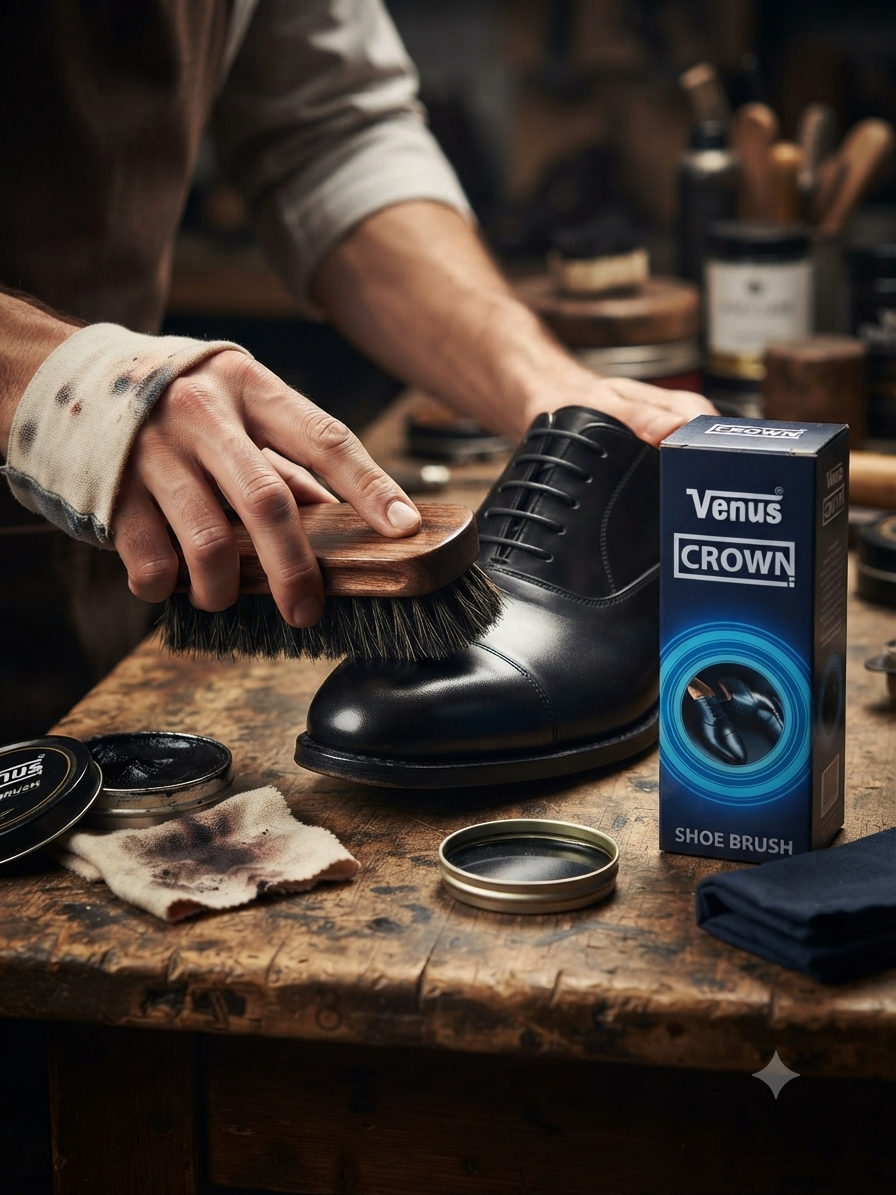 Venus Crown Shoe Brush for Leather Shoes and Boots - Premium Polishing & Cleaning Brush_0