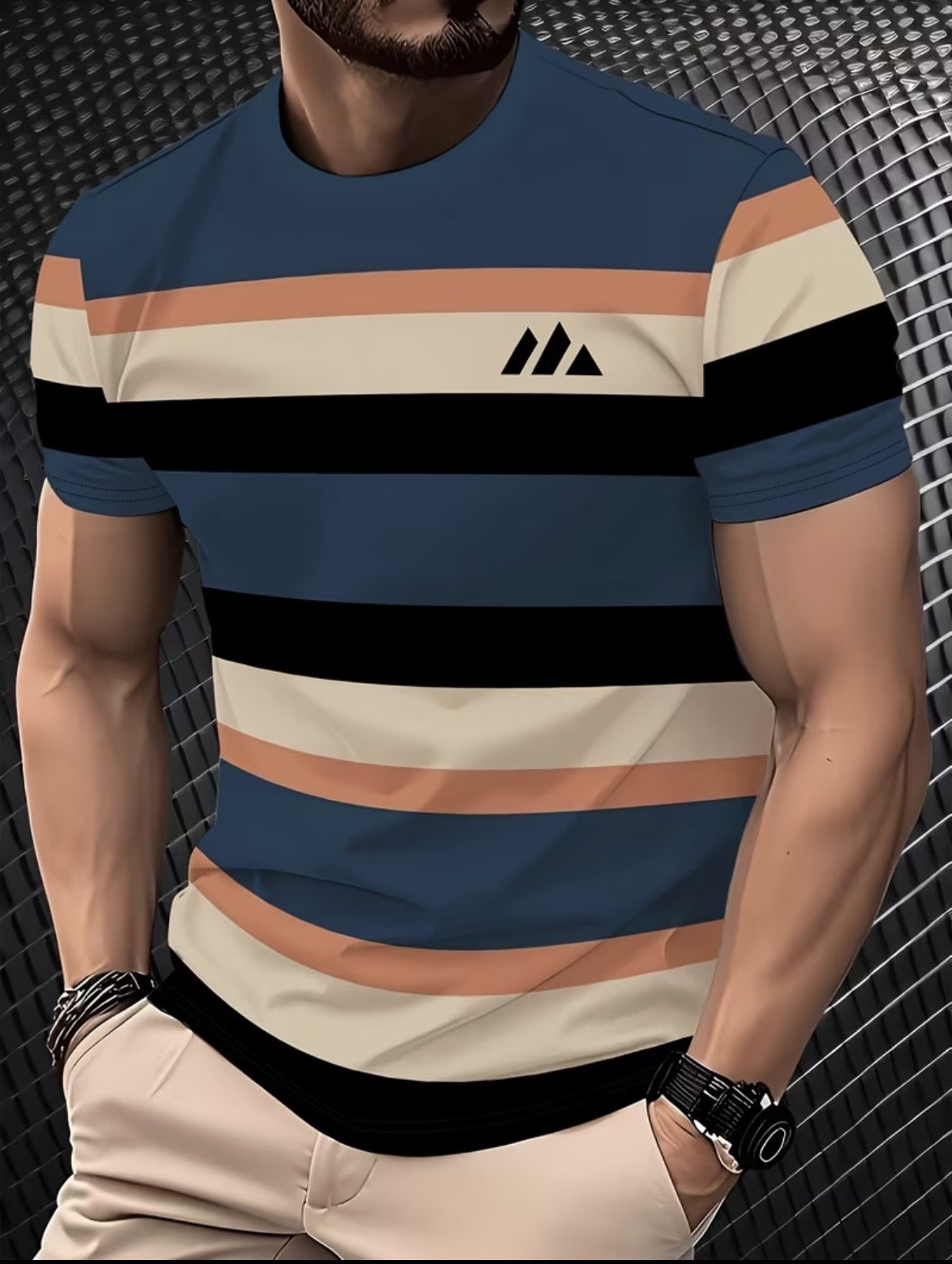 Men Casual round neck shirt _0
