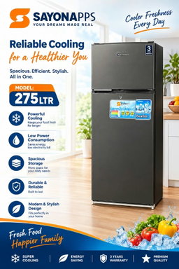  Sayonapps double-door refrigerator (275L)