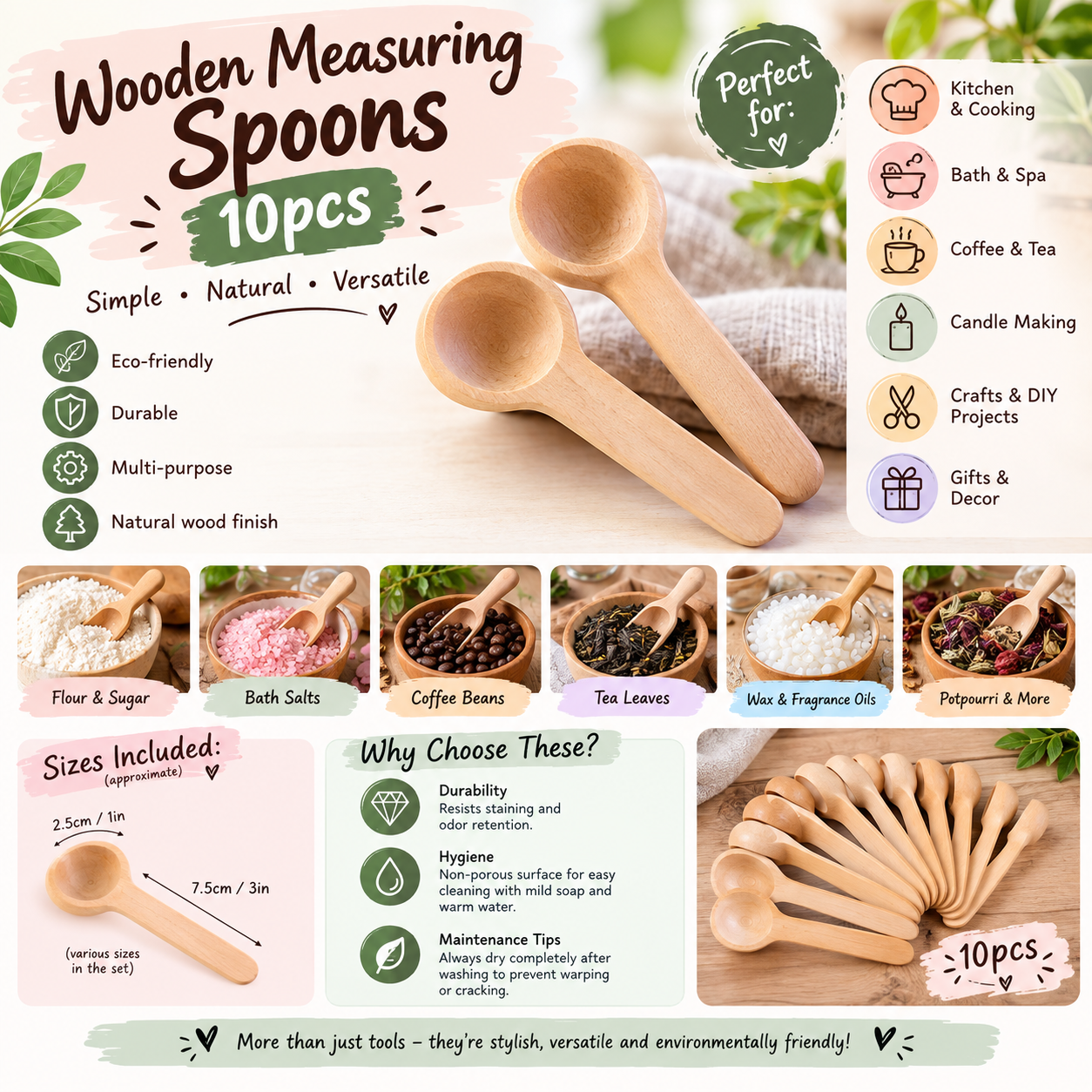 Wooden Measuring Spoons – 10pcs_0