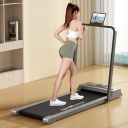Under-desk folding treadmill