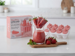 8-Cavity Strawberry Popsicle & Ice Candy Maker Mould with Drip Tray (Unbreakable Material)