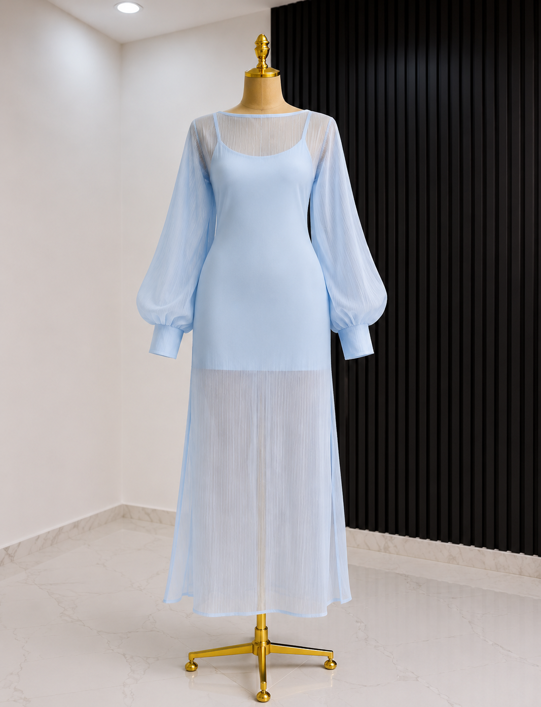 Sheer Overlay Two Piece Dress