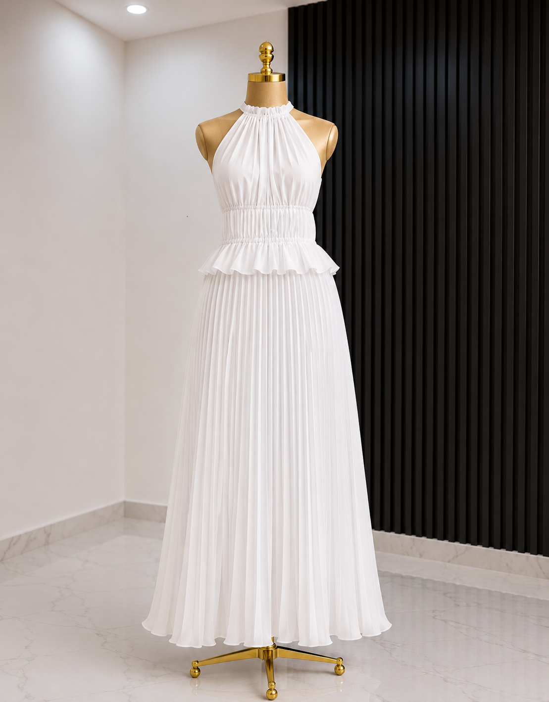 Ruffle Detail Backless Dress