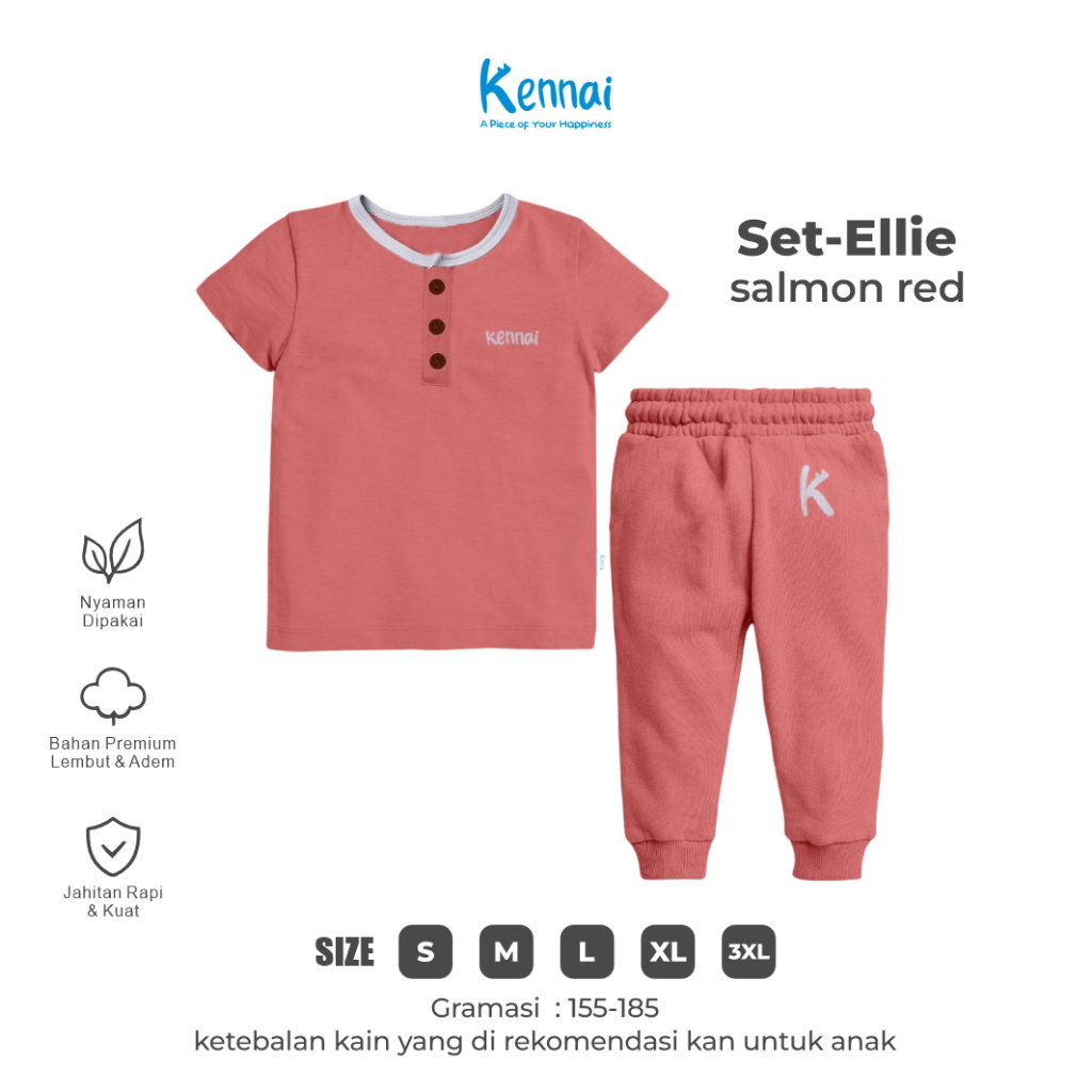SETELAN ELLIE POLOS SALMON RED