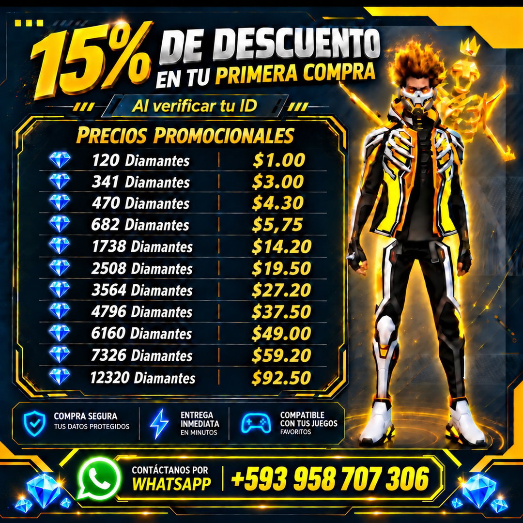 Recargas de diamantes para Free Fire