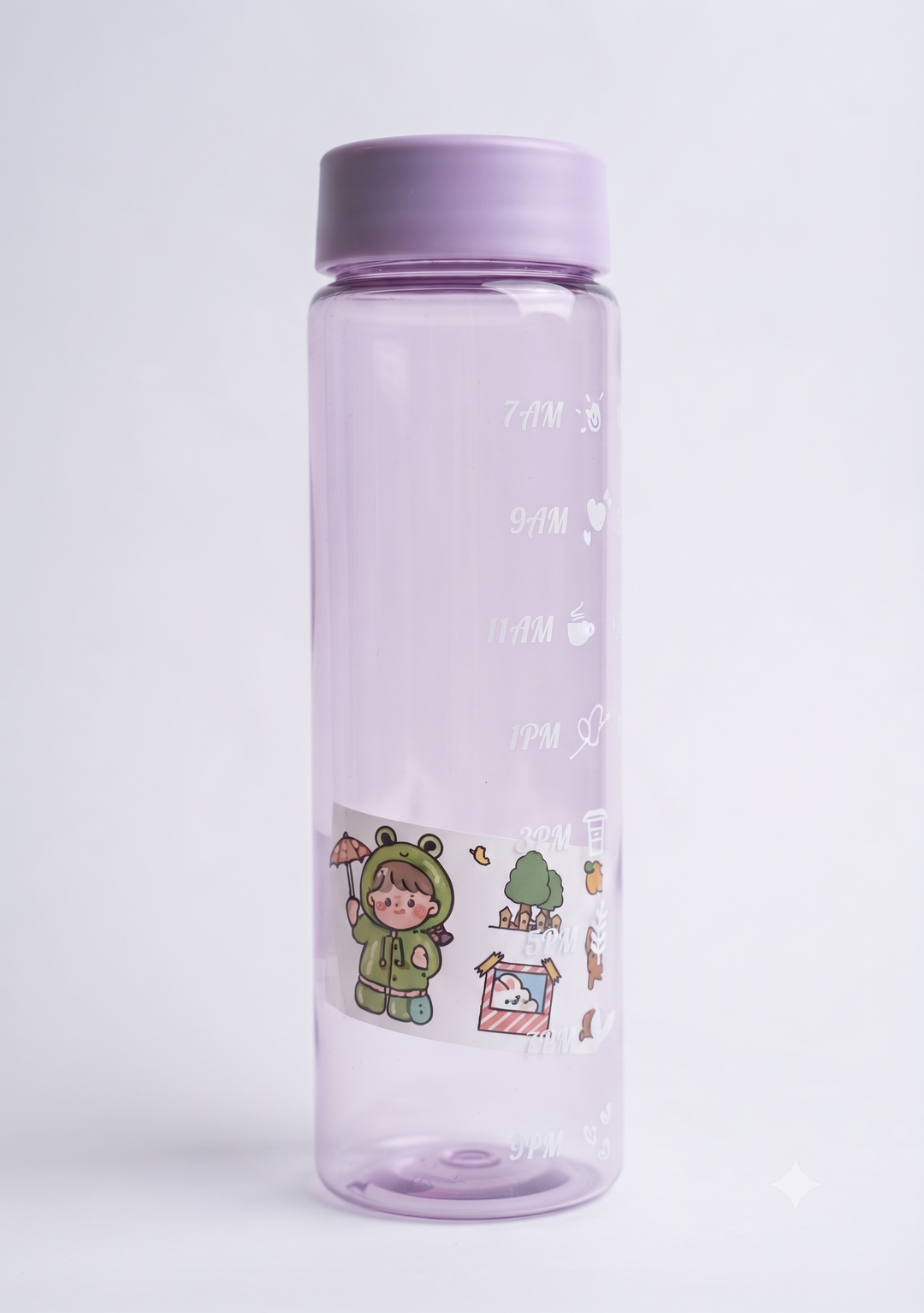 Motivational Time Marker Water Bottle (ya Straw Sipper Bottle with Time Scale and Cute Stickers) 1 litre