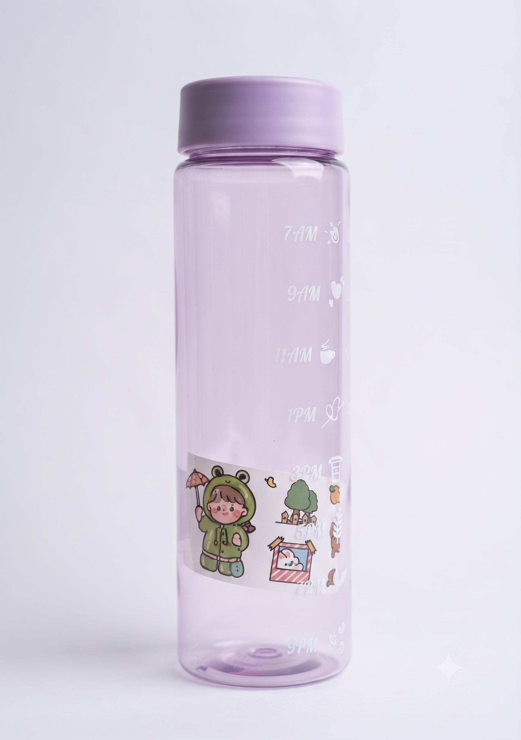 Motivational Time Marker Water Bottle (ya Straw Sipper Bottle with Time Scale and Cute Stickers) 1 litre_0