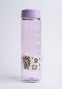 Motivational Time Marker Water Bottle (ya Straw Sipper Bottle with Time Scale and Cute Stickers) 1 litre