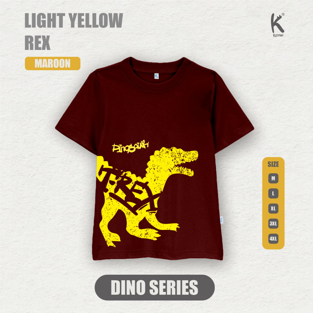 KAOS ATASAN DINO REX LIGHT YELLOW REX