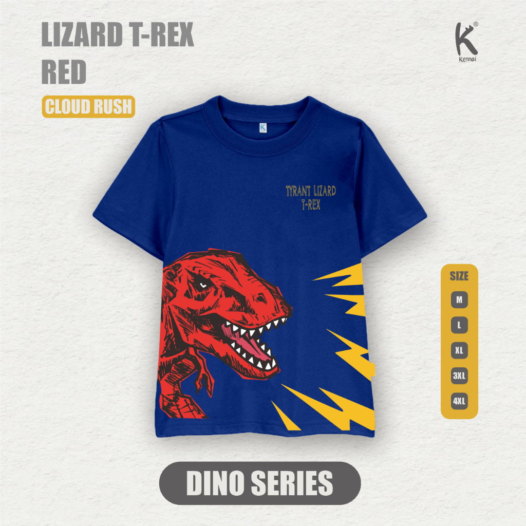 KAOS ATASAN DINO REX LIZARD TREX RED
