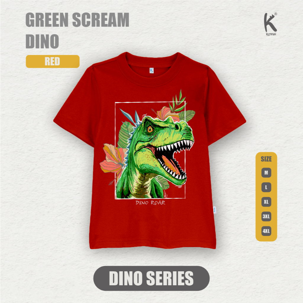 KAOS ATASAN DINO REX GREEN SCREAM DINO