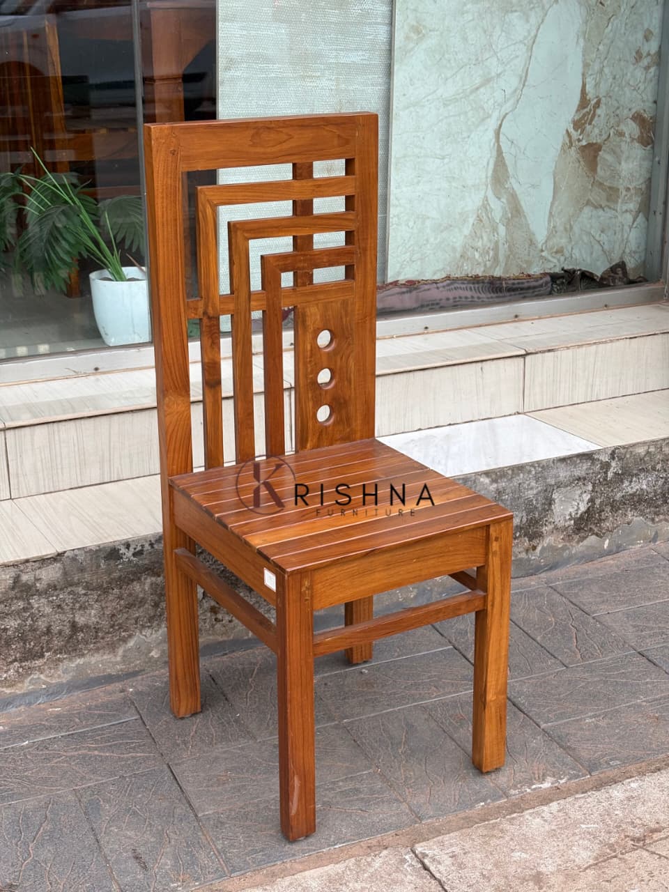  GEOMETRIC HIGH-BACK DINING CHAIR 