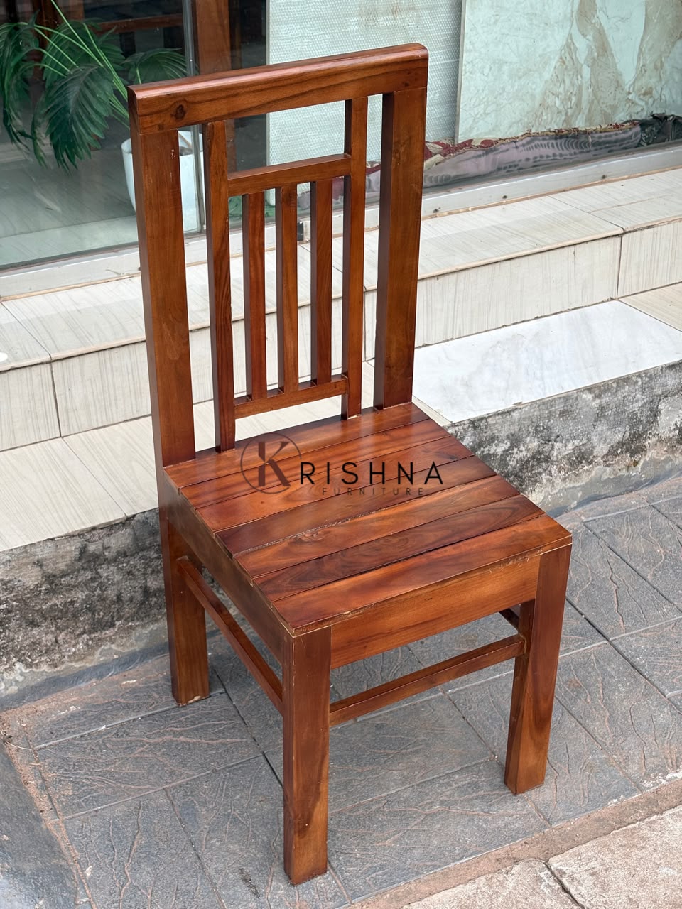 FRAMED-SLAT HIGH-BACK DINING CHAIR  