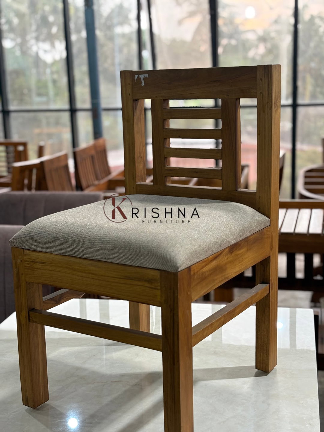 FRAMED-SLAT HIGH-BACK DINING CHAIR