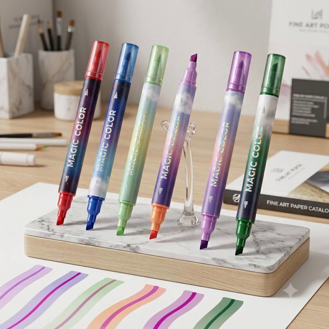 Dual tip magic color Highlighter pen set (Pack of 6)