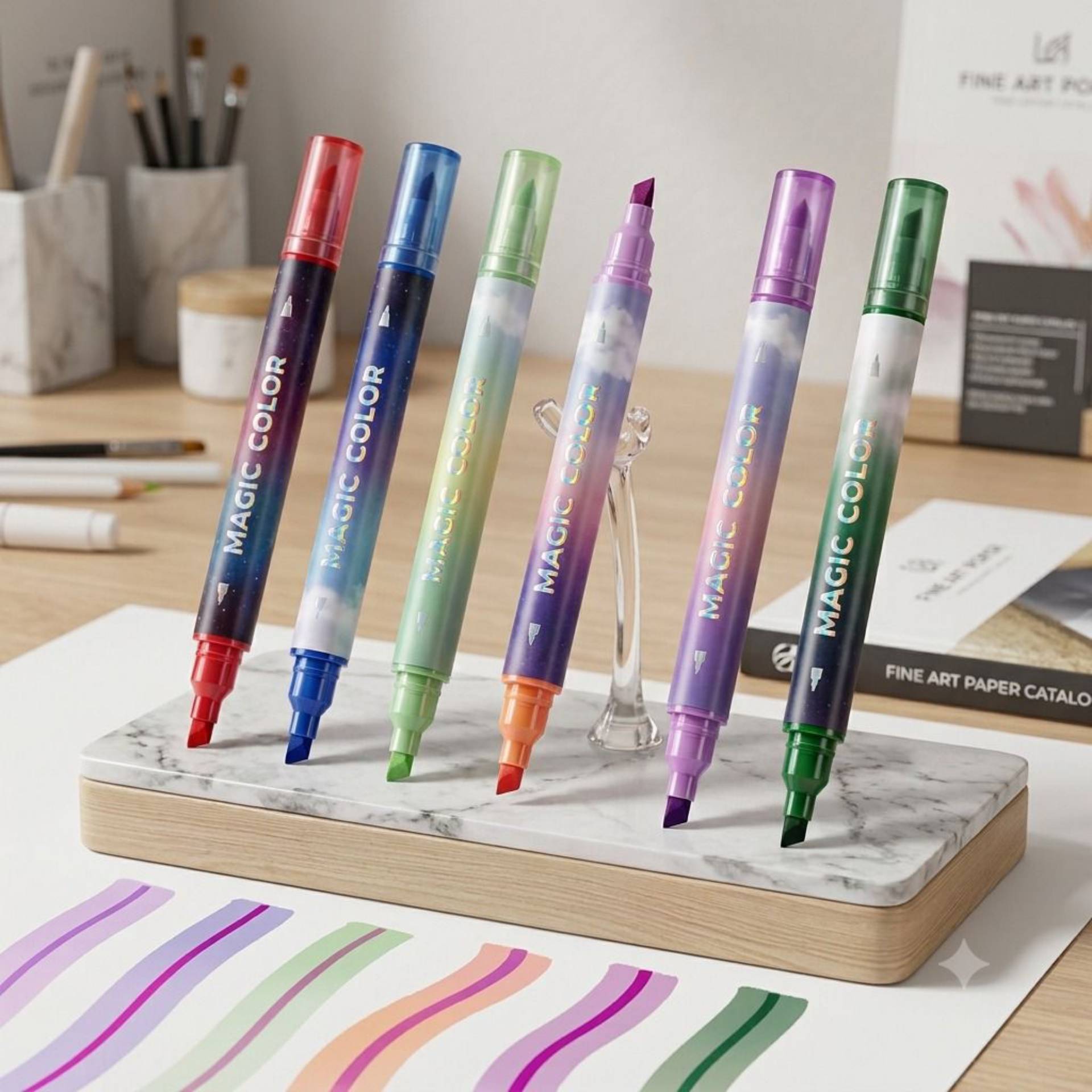 Dual tip magic color Highlighter pen set (Pack of 6)_0