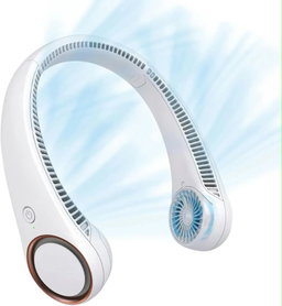 Portable, hands-free bladeless neck fan