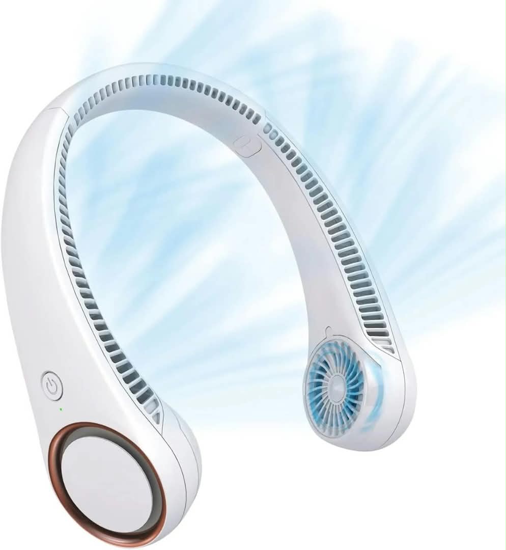 Portable, hands-free bladeless neck fan