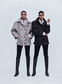 High-Collar Belted Jacket
