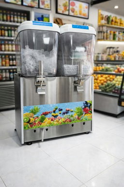 Double-tank commercial juice dispenser, 