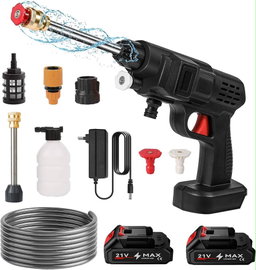 A cordless portable pressure washer kit