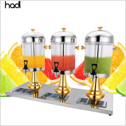 A triple-container commercial beverage dispenser 