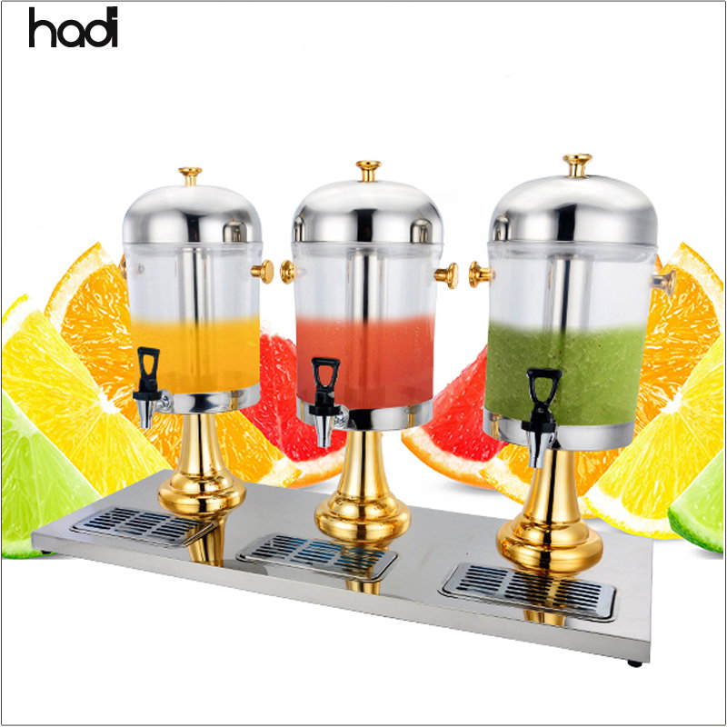 A triple-container commercial beverage dispenser